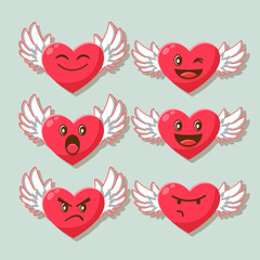 heart expression with wings set in vector