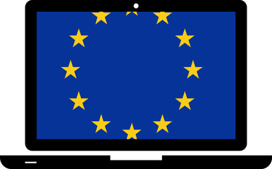 European Union Flag in Laptop