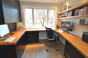 A small home office with a minimalist desk setup