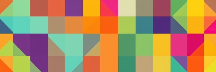 Geometric square shapes in bright colors creating a visually appealing abstract pattern, graphic design, modern graphics