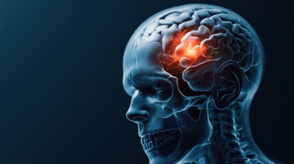 Obraz premium Human Brain with Headache Visual Representation