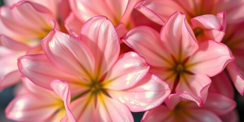 Fototapeta premium Delicate petals of iridescent flowers against a vibrant background, vibrant hues, fantasy elements