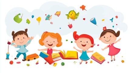 Happy Children Playing Together: A Joyful Illustration