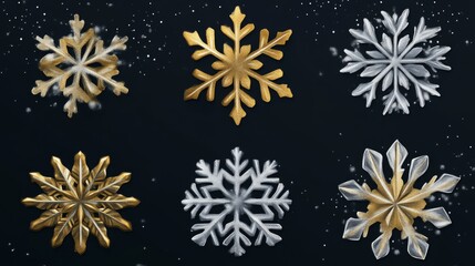 Gold and Silver Snowflakes Winter Decoration