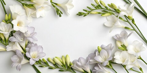 Grey and white freesia flowers arrangement, modern decor, minimalist style, white flowers