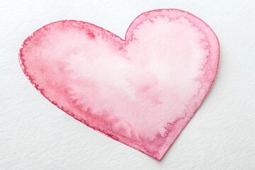 Fototapeta premium Soft watercolor heart with delicate pink edges and subtle gradient, abstract hearts, soft focus, gentle hues, romantic motifs