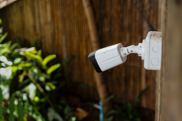 Ccty outdoor security camera at backyard home garden.