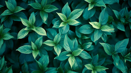 Fototapeta premium Herb wall, natural green wall with the artificial leaves. plant and leave frame for add text. Generative AI.