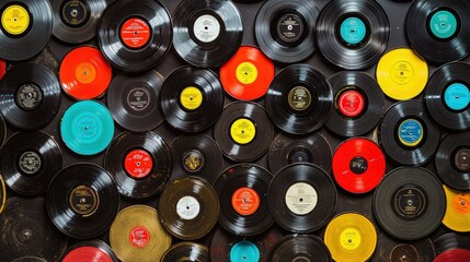 Vinyl records wall