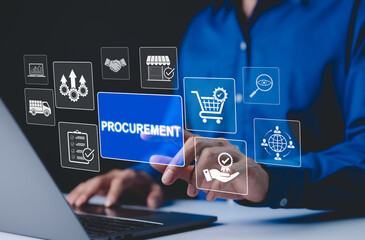 Procurement management and supply chain concept. Procurement icons related to logistics, supply...