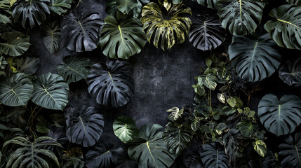 Herb wall, natural green wall with the artificial leaves. plant and leave frame for add text. Generative AI.