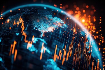 Fototapeta premium Digital globe with data