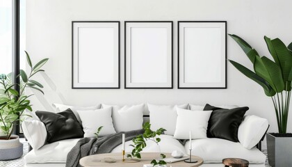 Chic and Modern: Black Frame Mockup for a Stunning 7:4 Decor Set
