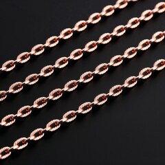 Obraz premium rose gold cable chain simple and modern on plain black dark background