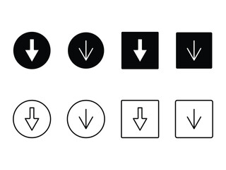 downward arrow direction design symbol on transparent background