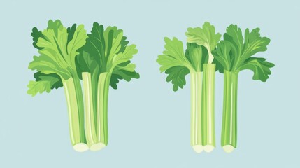 Two celery stalks are shown side by side