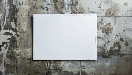 Minimalist Urban Aesthetic: Blank White Wheatpaste Poster Mockup on Concrete Wall Background