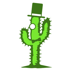 Cactus Sir Genteman Mr. Top Hat Monocle Glasses Plant Gardening Gardener Garden Green Thumb Hobby Nature Lover Floral Botany Growth Organic Life Botanical T-Shirt Sticker Print Illustration