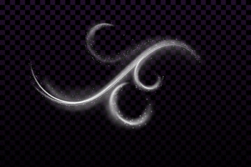 Obraz premium White magic comet light effect with many sparkling bokke and shimmering light effects. Magic swirl for web design and fairy decoration.