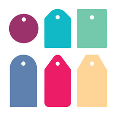 Colorful Blank Tag Vector Illustration Collection.
