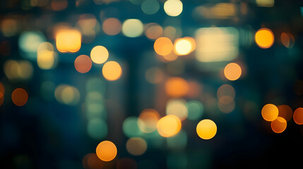 Fototapeta premium A bokeh background of warm golden and blue glowing orbs, creating a soft and atmospheric depth effect.