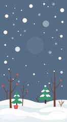 Snowy Night with Trees and a Gift.