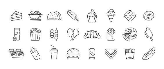 Food icon collection. Eat design. Food collection. Linear style. Vector icons