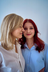 portrait of mother and daughter close up