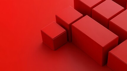 Red cubes pattern against a red background. Geometric design for minimalist design.