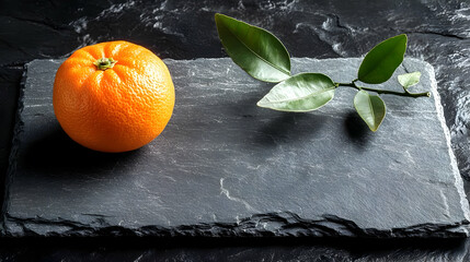 Orange and Green Leaves on Slate Background - Still Life Photography