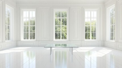 Fototapeta premium Bright Minimalist Interior with Large Windows