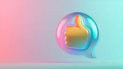 Brighten Your Space: Cheerful Glossy 3D Thumbs Up Icon in a Speech Bubble – Perfect as a Motivational Poster for Sports Interiors and Youthful Decor!