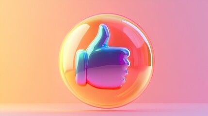Brighten Your Space: Cheerful Glossy 3D Thumbs Up Icon in a Speech Bubble – Perfect as a Motivational Poster for Sports Interiors and Youthful Decor!