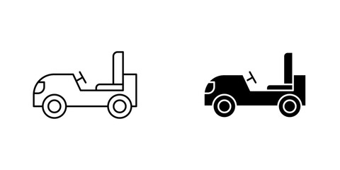 Pushing car icon symbol collection on white background.
