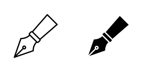 Ink pen icon symbol collection on white background.