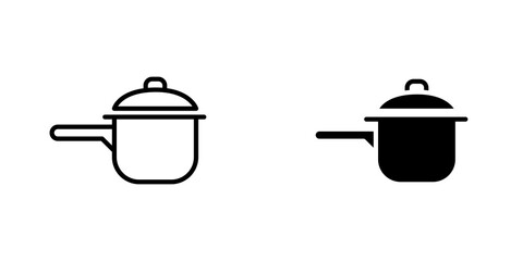 Sauce pan icon symbol collection on white background.