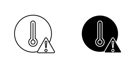 Temperature warning sign icon symbol collection on white background.
