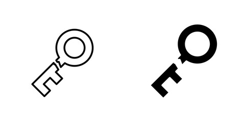 Broken key icon symbol collection on white background.