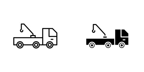 Tow truck icon symbol collection on white background.