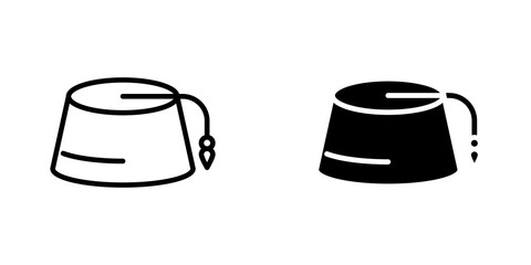 Fez hat icon symbol collection on white background.