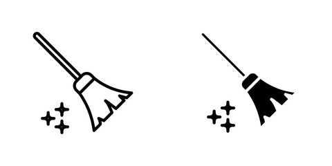 Sweeping icon symbol collection on white background.