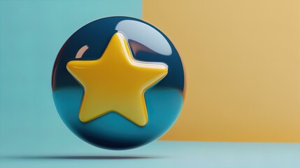 Three-Dimensional Star Icon in Rounded Chat Bubble: Perfect for Sports Interior Posters and Graphic Design Elements