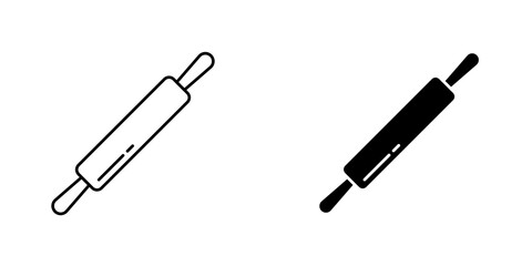 Rolling pin icon symbol collection on white background.