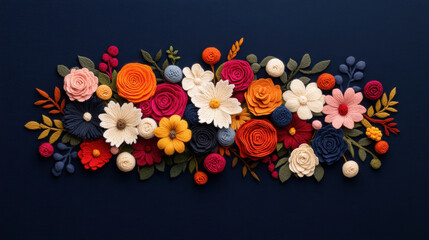 Colorful felt flowers arranged in a bouquet