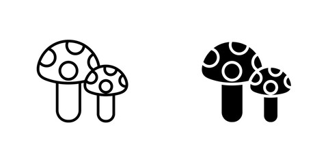 Mushrooms icon symbol collection on white background.