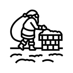 santa claus on a rooftop line icon vector. santa claus on a rooftop sign. isolated contour symbol black illustration