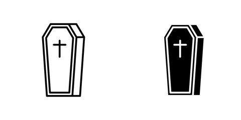 Coffin icon symbol collection on white background.