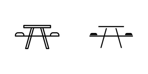 Camping table icon symbol collection on white background.