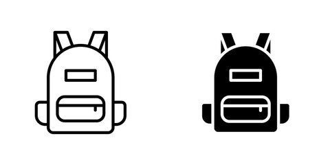 Backpack icon symbol collection on white background.