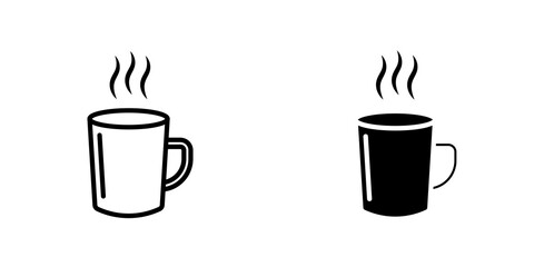 Coffee mug icon symbol collection on white background.